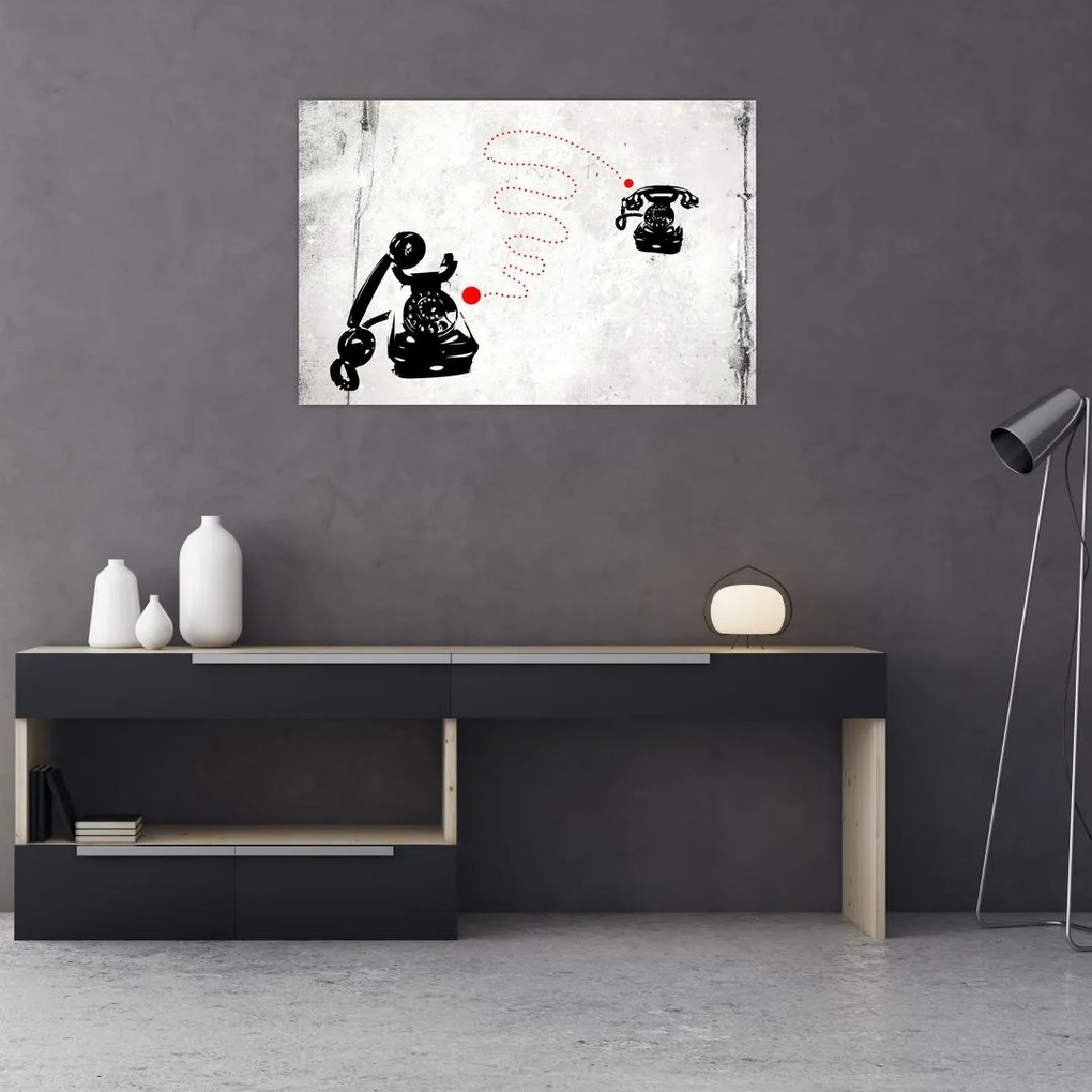 Tablou - Desen de telefon în stilul lui Banksy (90x60 cm)