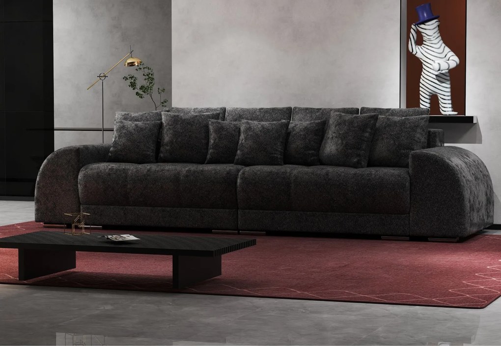 Canapea extensibilă dumonde cu 2 lăzi de depozitare si sezut confortabil din spuma high-density, Verona Euphoria Black 310x100 cm