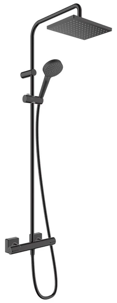 Set de dus Showerpipe 230 cu termostat, negru mat Negru mat