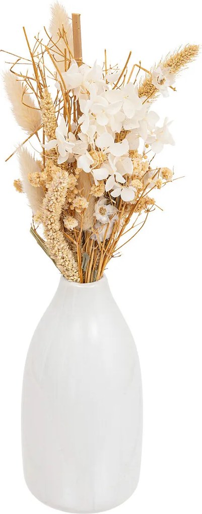 Flori uscate in vaza alba, 25 cm