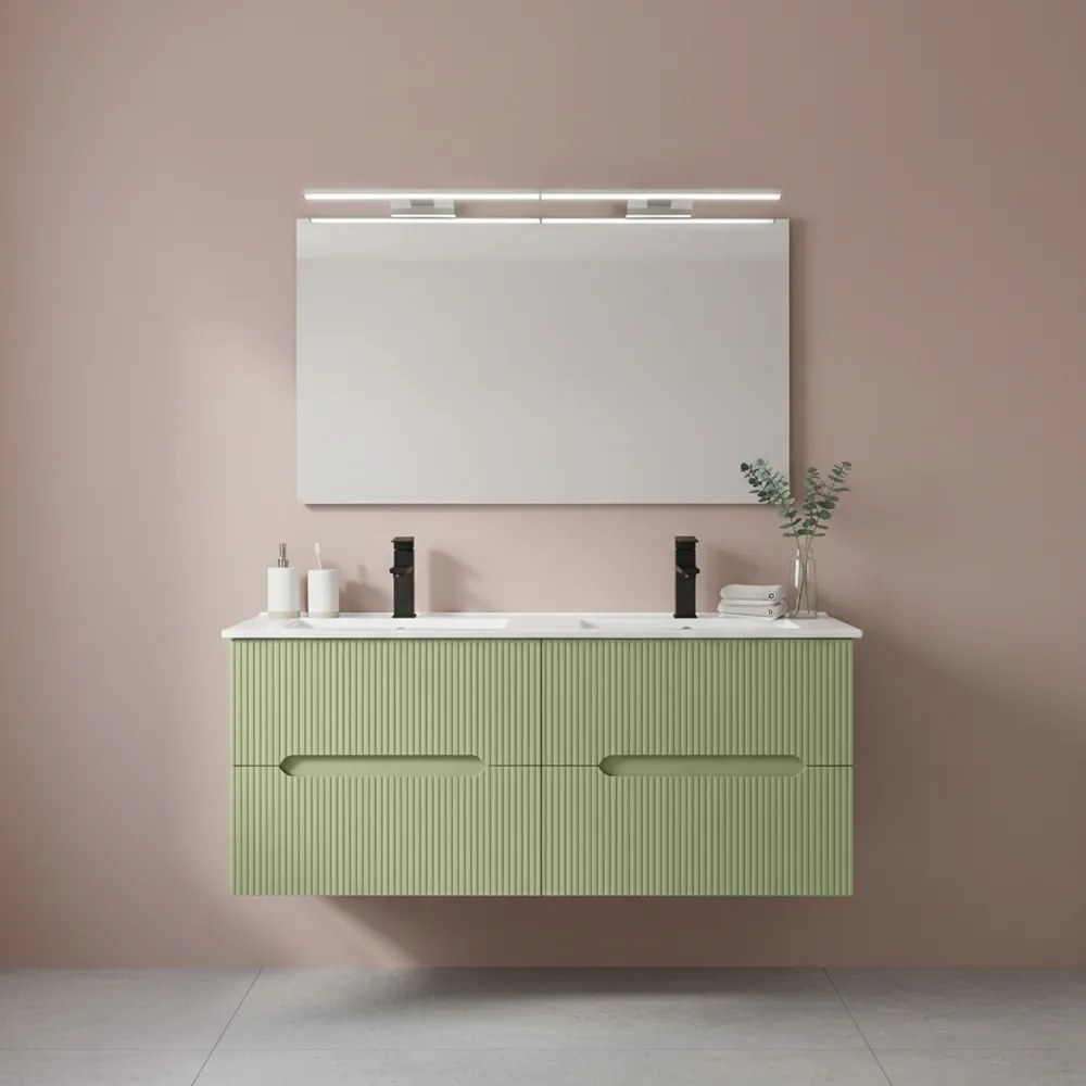 Trent Mobilier de baie 120 cm lavoar ceramic cu oglindă 60x120 cm verde deschis