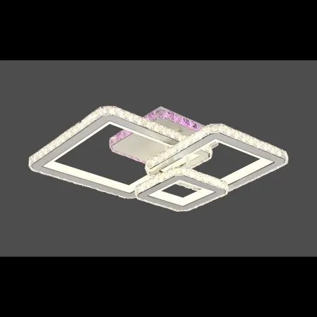 Lustra LED Cristal 3 Elit'S Square Oțel inoxidabil cu Telecomanda wifi 2.4G lumina/rece/calda/neutra intensitate reglabila