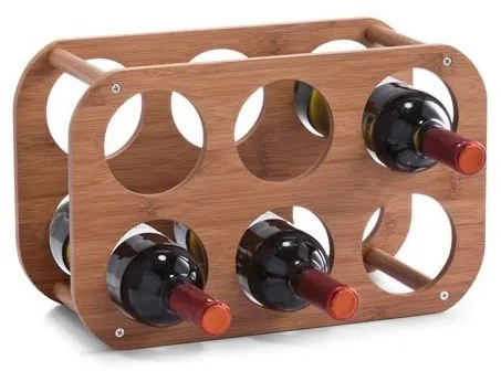 Suport sticle vin Zeller, bambus, 36x16x24 cm