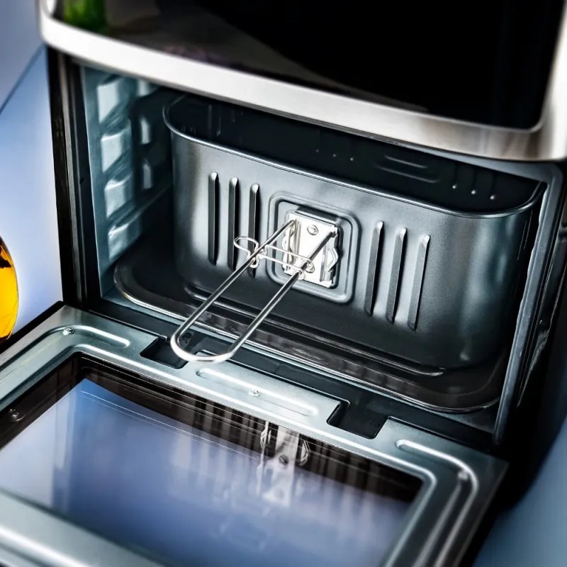 Resigilat: Friteuza cu aer fara ulei Air Fryer First Austria FA-5053-5, 1700W, 13 litri, 8 programe, Timer, Inox/negru