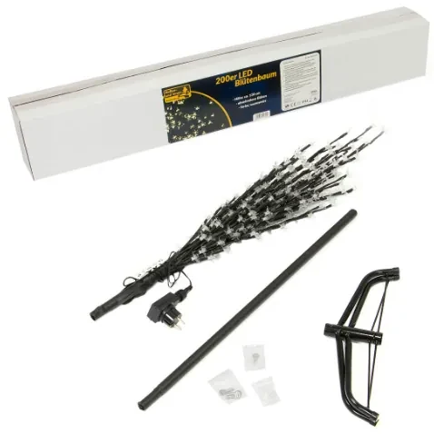 Copac decorativ cu LED-uri cu flori - 1,5 m, alb cald
