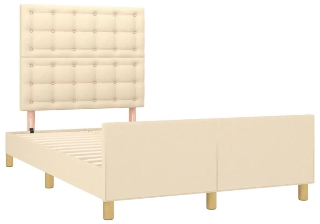 3270546 vidaXL Cadru de pat cu tăblie, crem, 120x190 cm, material textil