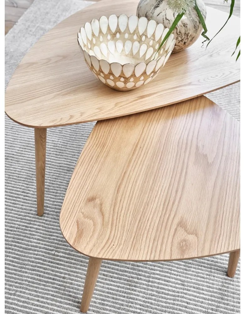 Măsuțe de cafea în culoare naturală 2 buc. cu aspect de lemn de stejar 70x100 cm Adda – Unique Furniture