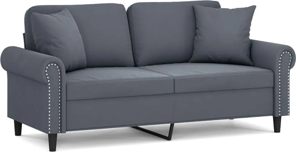 vidaXL Canapea cu 2 locuri cu pernuțe, gri închis, 140 cm, catifea