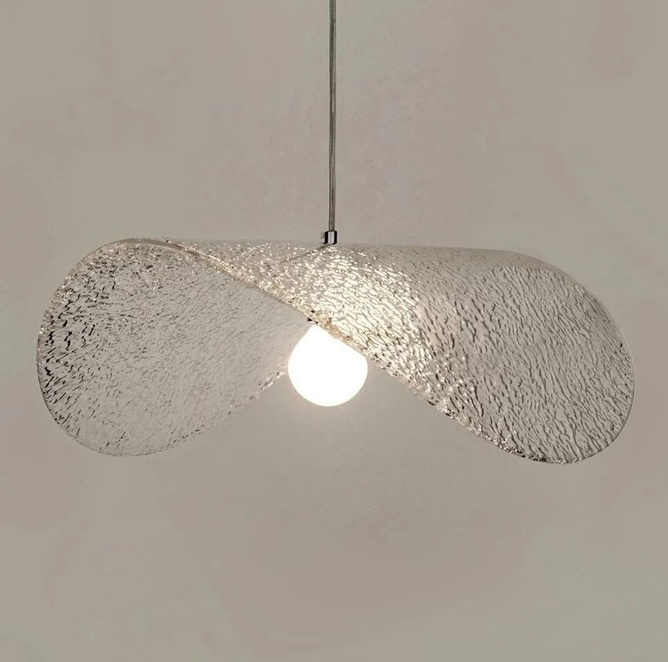 Lustra suspendata din sticla structurata Hat 80 transparent