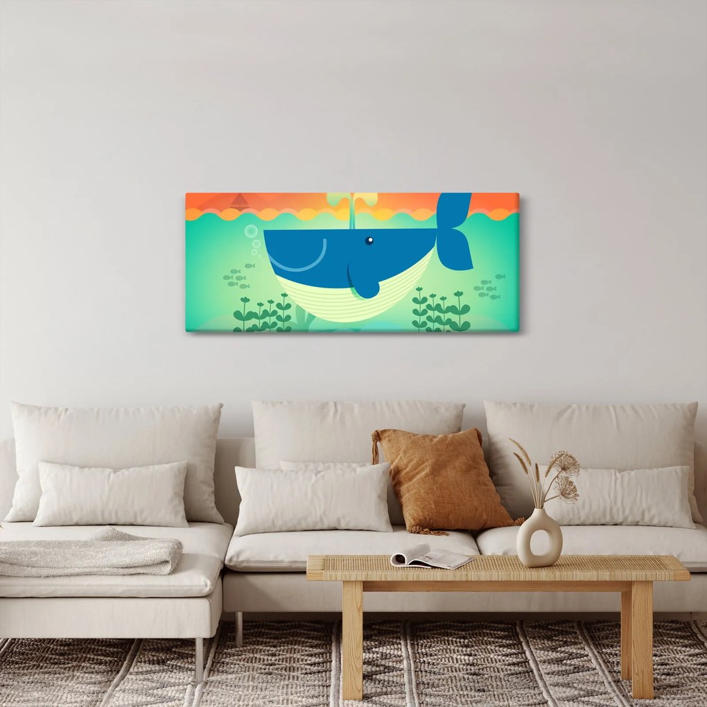 Tablou - Balenă veselă în mare (120x50 cm)