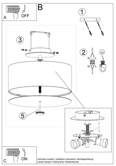 Plafonieră SKALA 3xE14/60W/230V d. 30 cm albă Sollux SL.0759