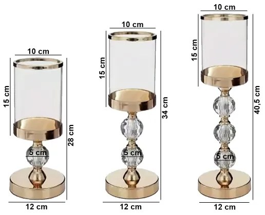 Set de 3 sfeșnice aurii