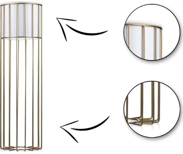 Ghiveci metalic de flori LOFT 70x20 cm auriu/alb