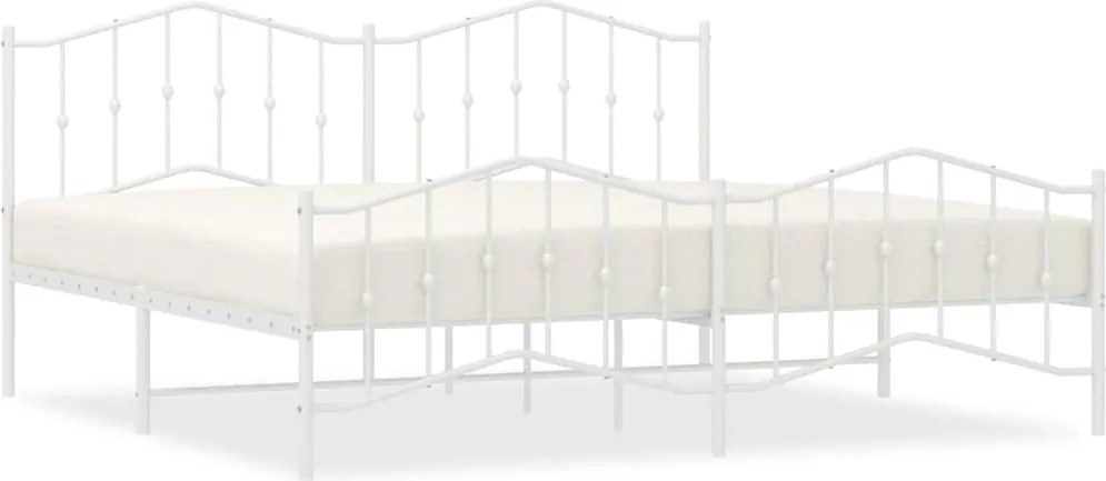 vidaXL Cadru pat metalic cu tăblie de cap/picioare , alb, 193x203 cm