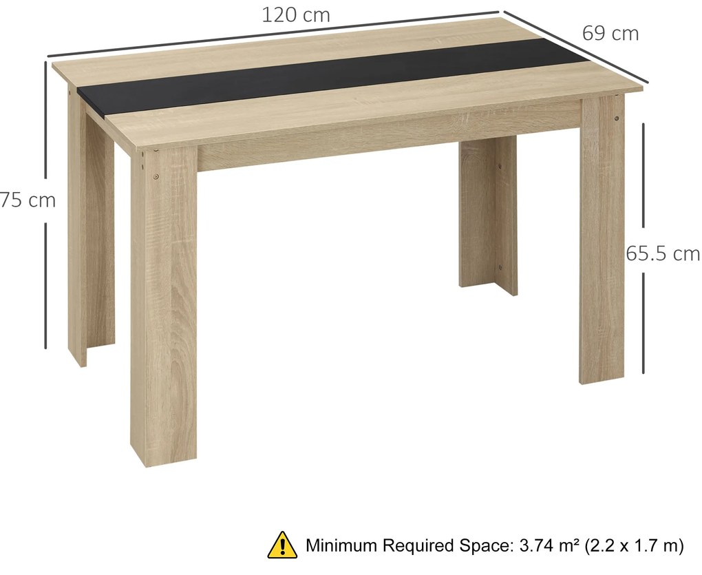 HOMCOM Masă de Dining pentru 4-6 Persoane, Masă de Bucătărie Modernă din Lemn, 120x69x75 cm, Lemn Natural | Aosom Romania