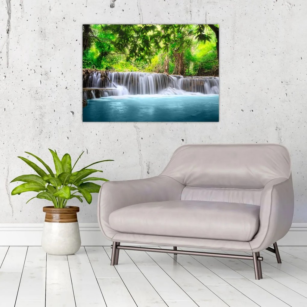 Tablou - Cascadă, albastru (70x50 cm)