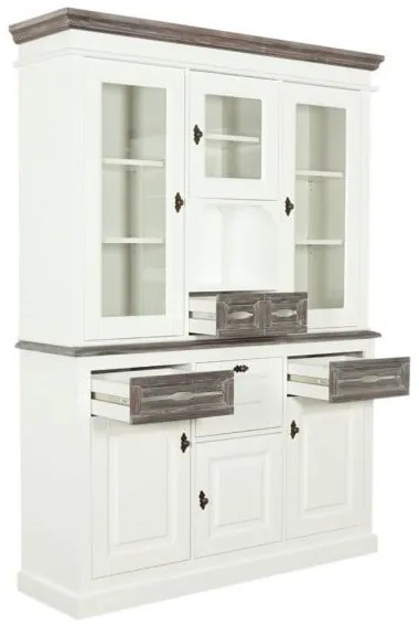 Bufet Cu Vitrina Cabana Alb Si Antracite, 146 Cm