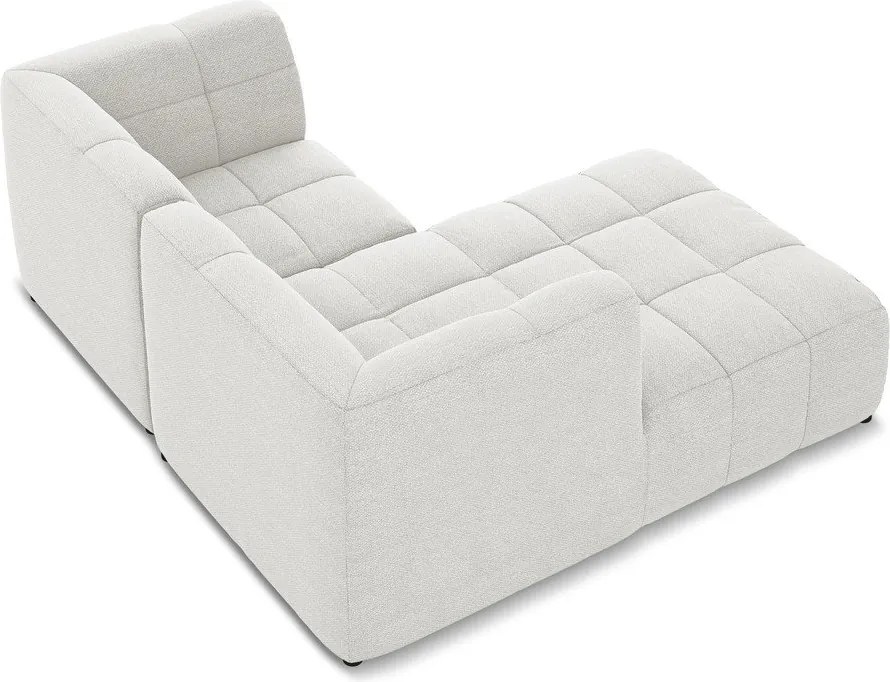 Colțar alb cu tapițerie din țesătură bouclé (cu colț pe partea stângă/cu șezlong) Aloha – Makamii