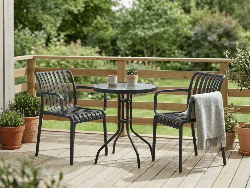 Set de gradina TREGO ISLAND - 2 scaune cu brate si masa rotunda ø 60 cm, antracitová
