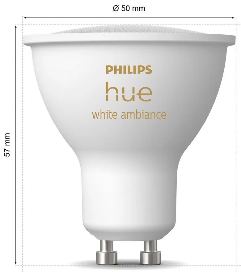 Becuri smart LED GU10, 2 buc. 4 W White ambiance – Philips Hue