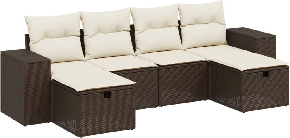 vidaXL Set canapele de grădină cu perne, 6 piese, maro, poliratan