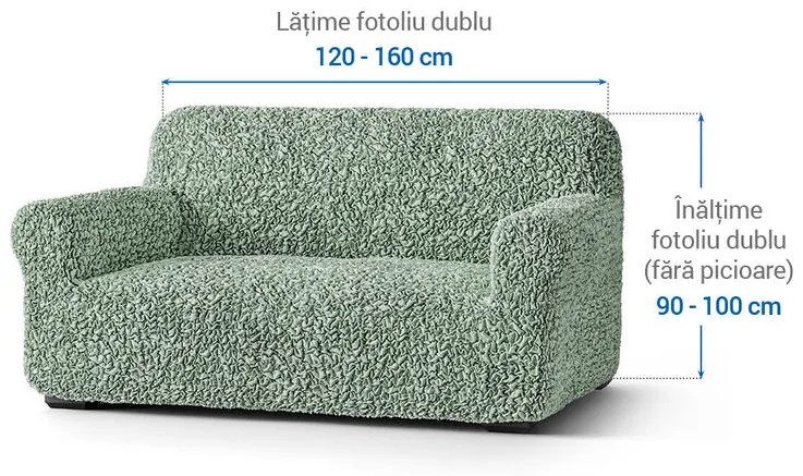 Huse bielastice FUCO bumbac bio mentă fotoliu dublu (l. 120 - 160 cm)