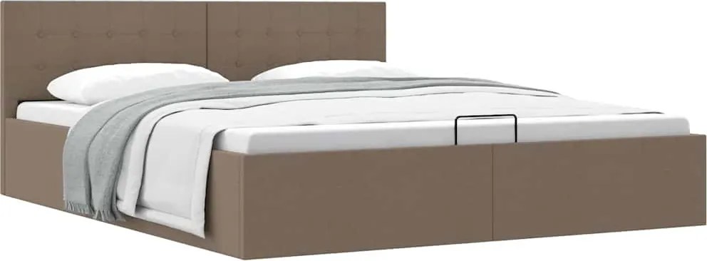 vidaXL Cadru de pat hidraulic cu ladă, gri taupe, 160 x 200 cm, textil