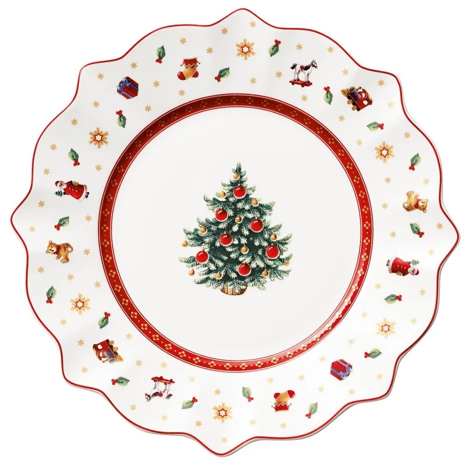 Farfurie din porțelan cu motiv de Crăciun Toy's Delight Villeroy&Boch, ø 24 cm, alb - roșu