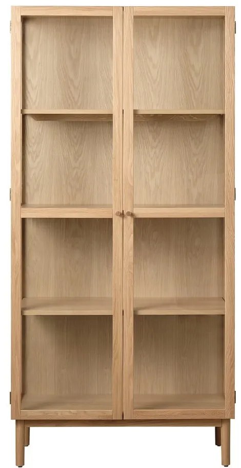 Vitrină în culoare naturală din lemn masiv de stejar 190x90 cm Elba – Unique Furniture