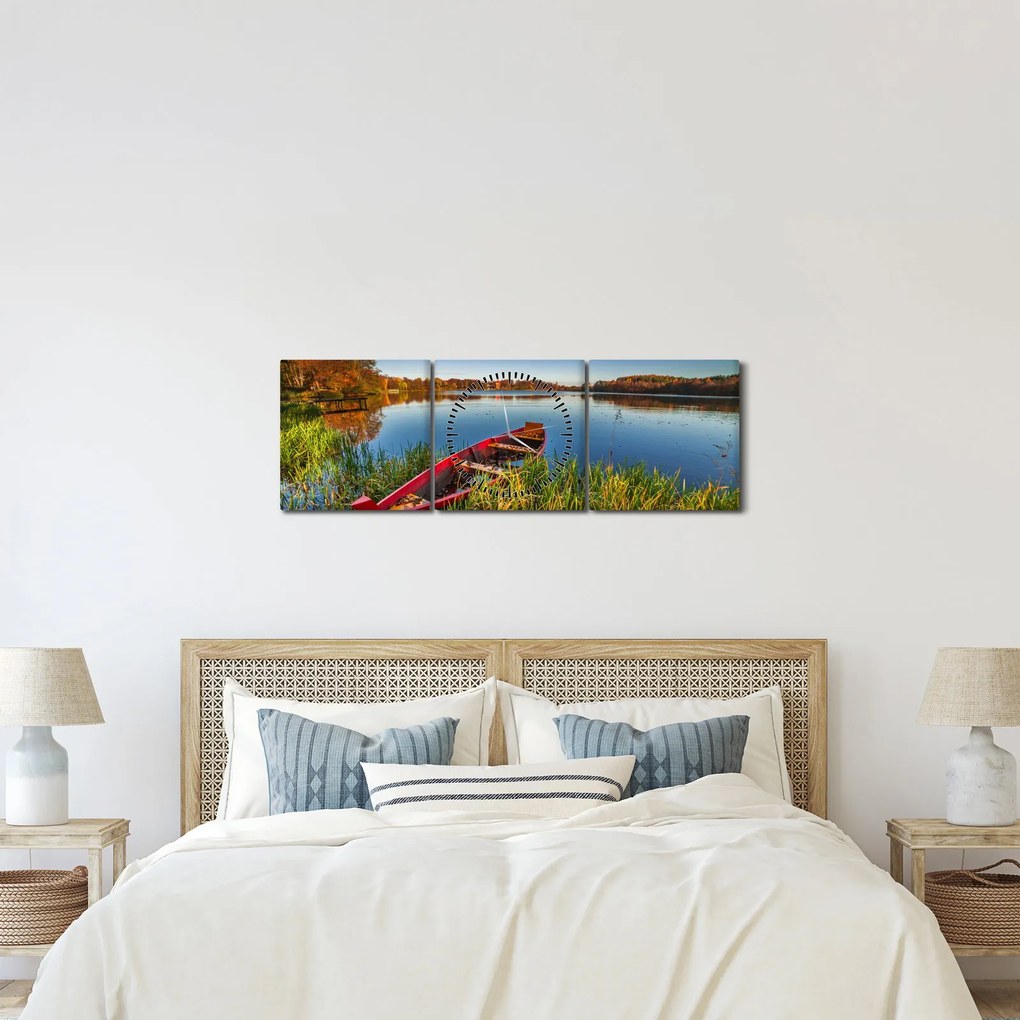 Tablou cu punte roșie (cu ceas) (90x30 cm)