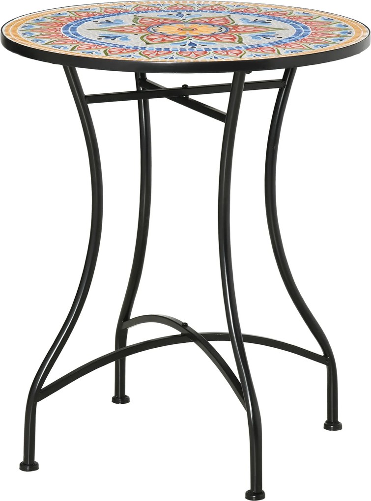 Outsunny Masa Rotunda Stil Bistro de 60 cm cu Mozaic pentru Gradina, Veranda, Exterior, Balcon, Gri | Aosom Romania