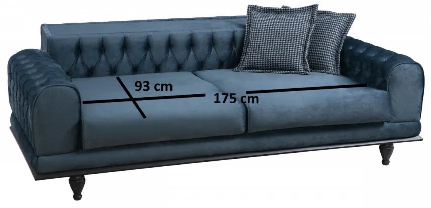 Canapea Extensibilă cu 3 Locuri Arredo Capitone, Albastru Marin