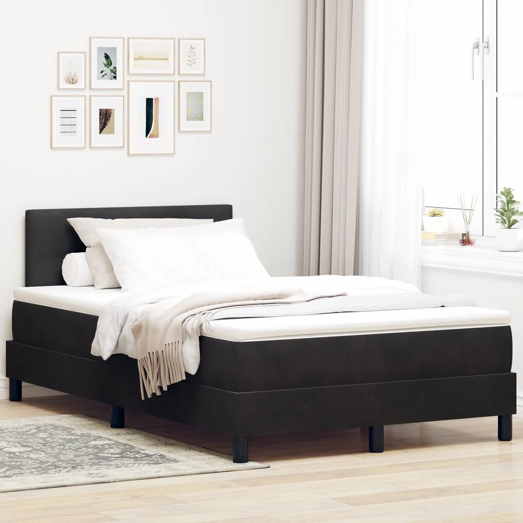 vidaXL Pat cu Arcuri și Saltea cu saltea Negru 120 x 200 cm țesătură