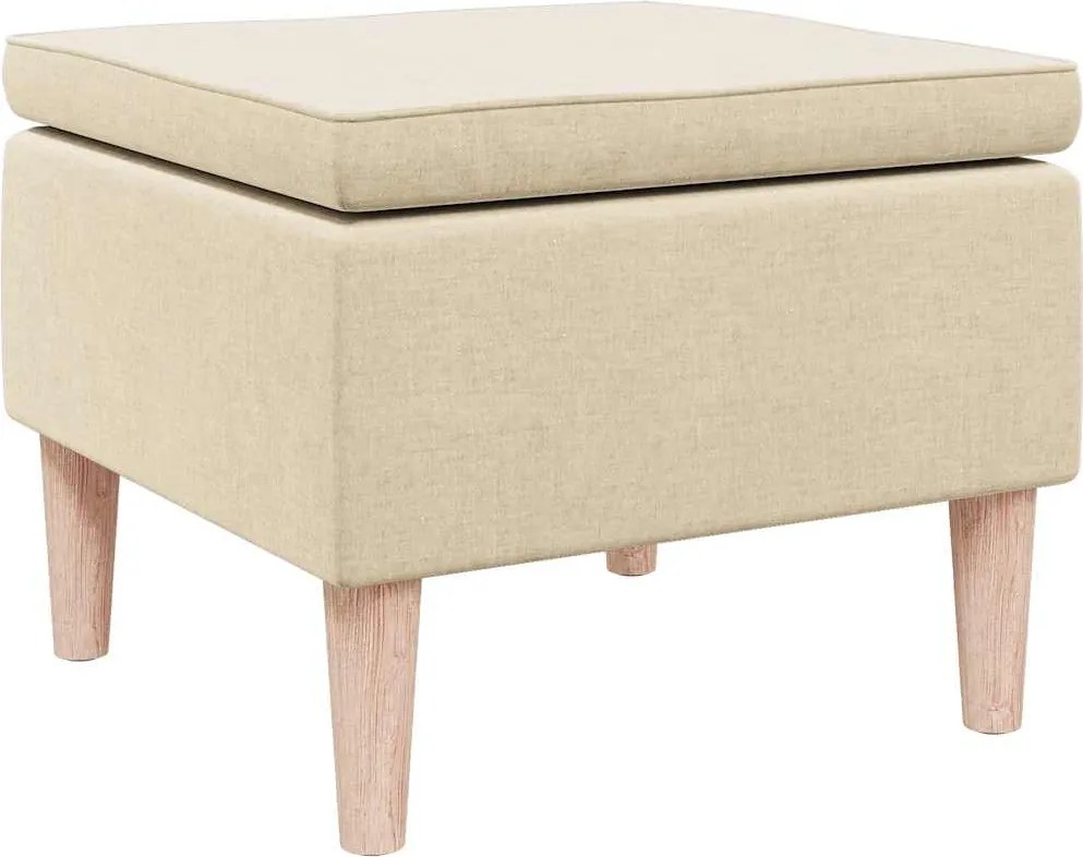 vidaXL Scaun cu picioare din lemn, crem, material textil
