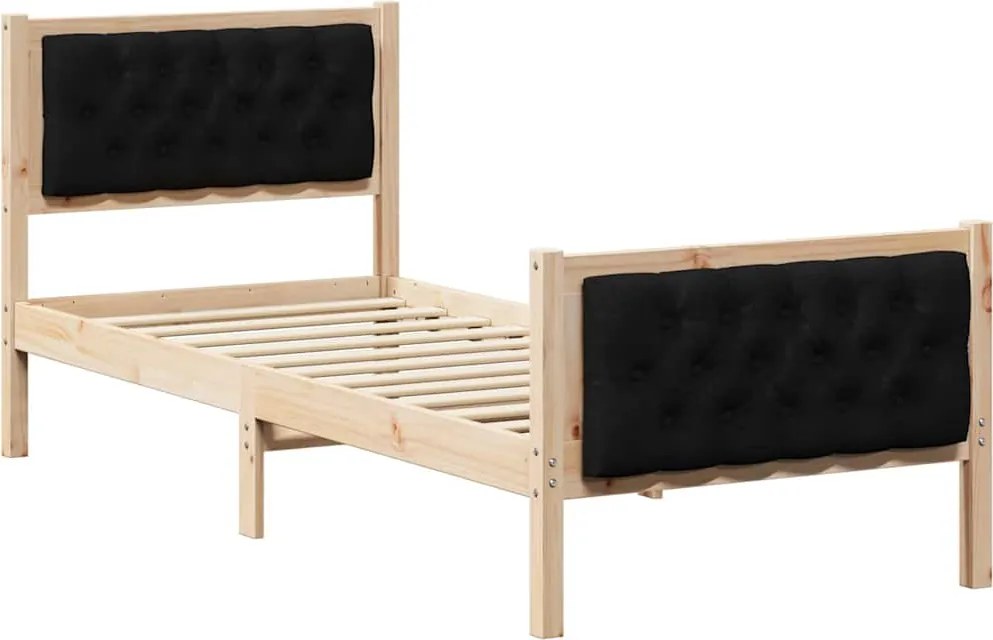 vidaXL Cadru de pat cu headboard Negru 80 x 200 cm Lemn de pin masiv