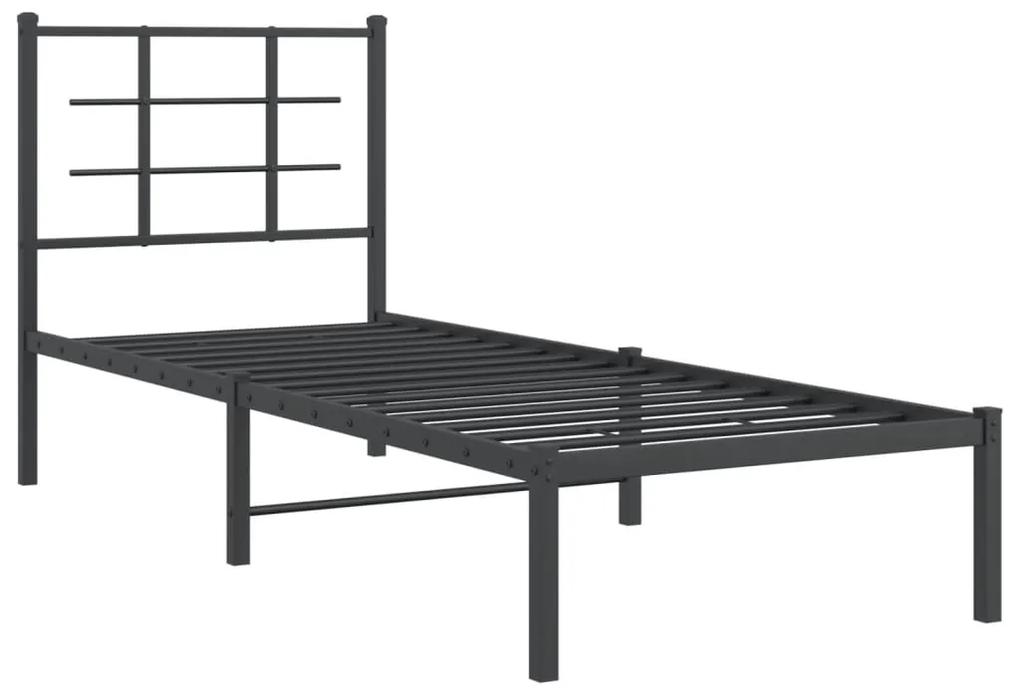 355552 vidaXL Cadru de pat metalic cu tăblie, negru, 80x200 cm