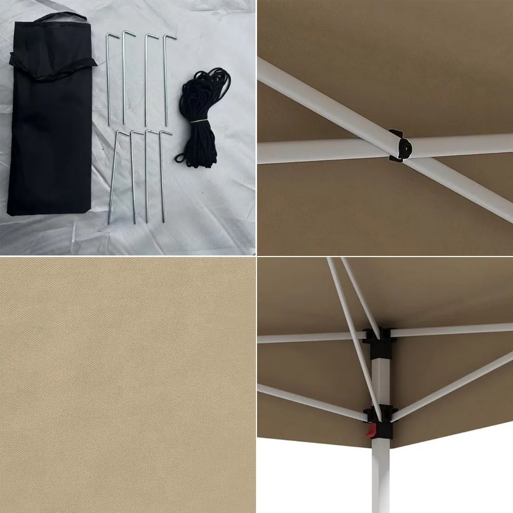 Pavilion cu prelată de umbrire și perete posterior parțial, bej