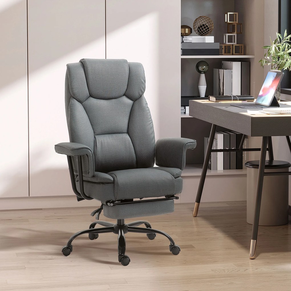 Vinsetto Scaun de birou Ergonomic Scaun de calculator rotativ la 360° Scaun reglabil în înălțime cu suport pentru cap și brațe captusite și suport de picioare din piele ecologică 68 x 80 x 120–126 cm | Aosom Romania