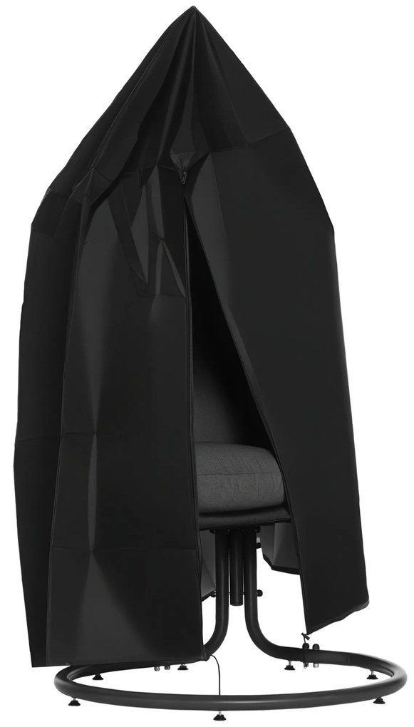 Outsunny Husă pentru fotoliu suspendat husă pentru fotoliu cocon material Oxford 210D cu fermoar Ø 115 x 190 cm negru | Aosom Romania