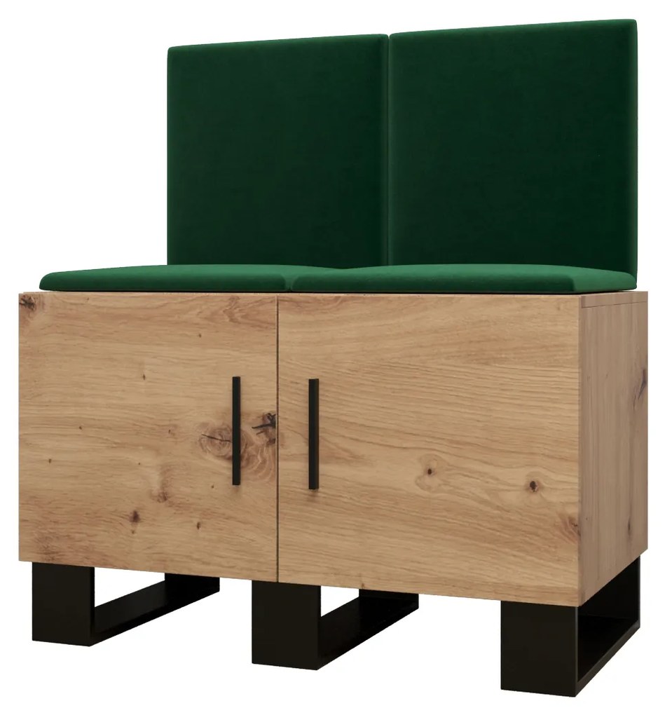 Set mobilier pentru hol Amanda 19 (Stejar artisan + verde). 1086025