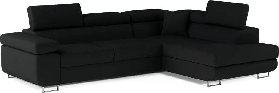 Colțar negru extensibil/cu spațiu de depozitare (cu colț pe partea dreaptă/în formă de ”L”) Anton – ELTAP