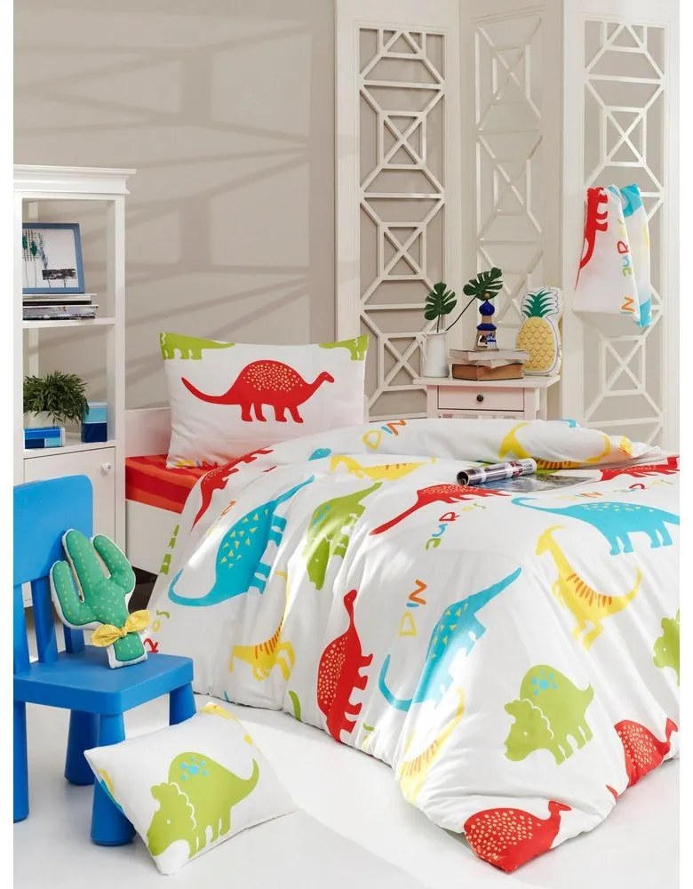 Lenjerie de pat pentru copii albă pentru pat de o persoană 140x200 cm Dinazorus – Mijolnir