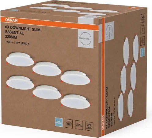 Osram - Set de 6 corpuri de iluminat LED încastrate ESSENTIAL LED/18W/230V, diam. 22 cm, albe