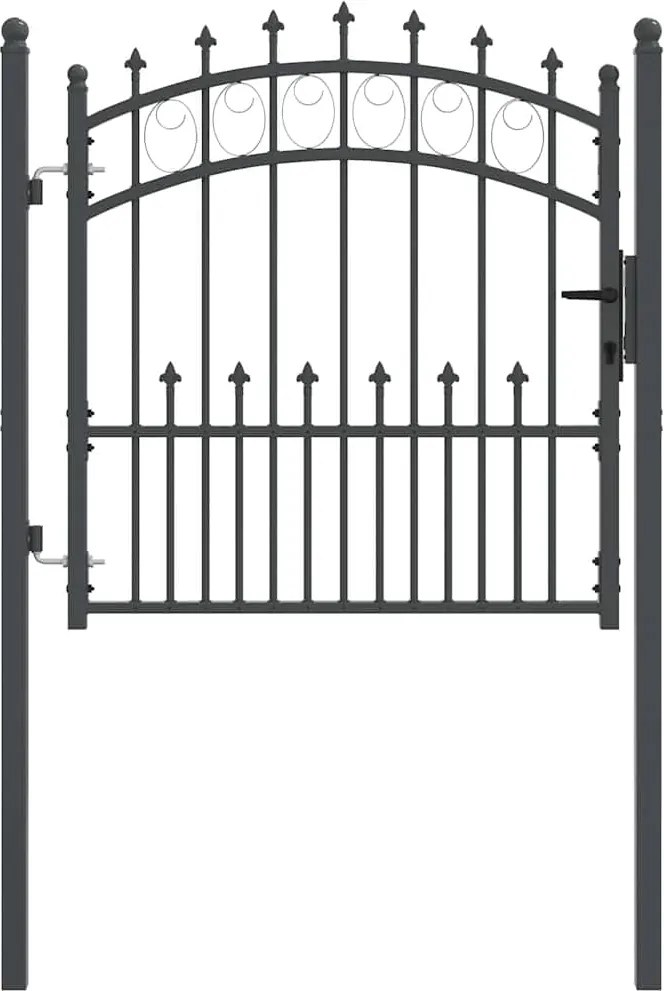 vidaXL Poartă de gard cu țepi Gri 100 x 100 cm Oțel vopsit în pulbere