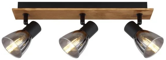 Spot CLAUDE 3xE14/40W/230V negru/lemn Globo 54307-3W