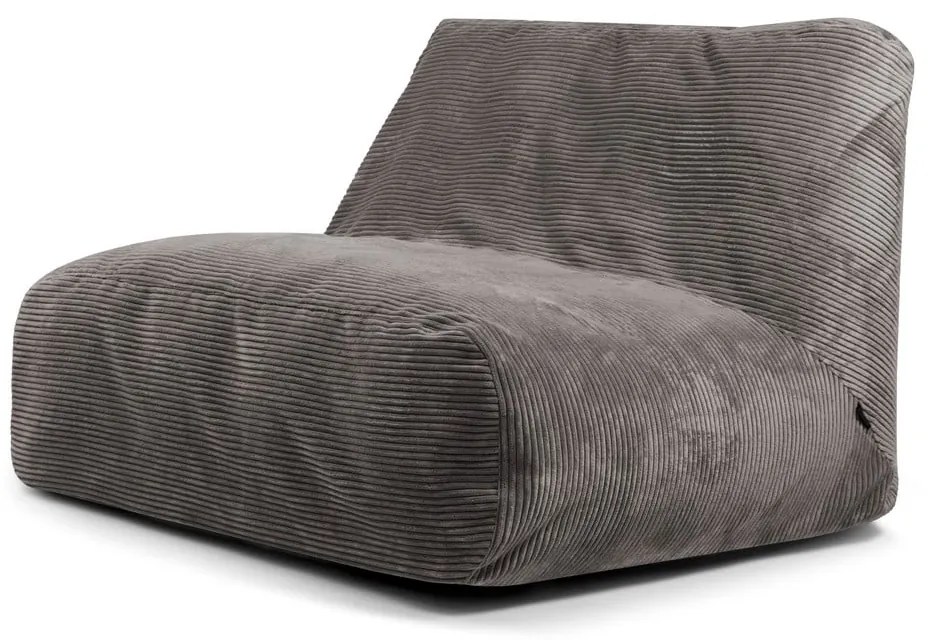 Fotoliu bean bag gri închis cu tapițerie din catifea reiată Sofa Tube – SLOWDOWN