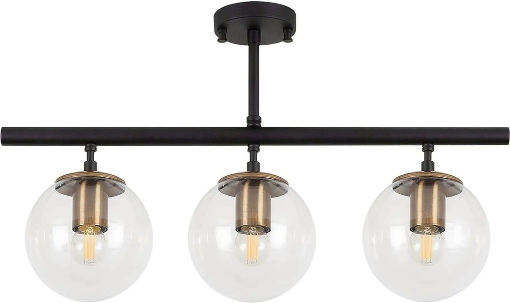 Lustra ATMACA 10275, negru/transparent, metal/sticla, 60x15x40 cm