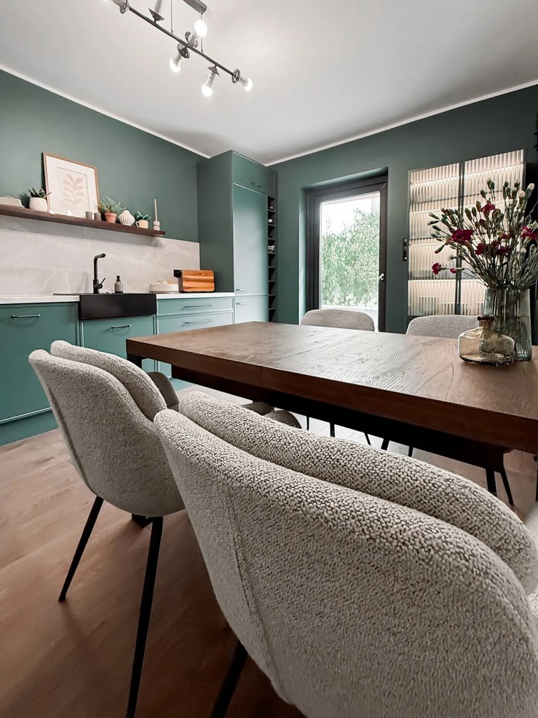 MAZZONI EXPORT GEORGIA Bej Latte (material Monza 60) - SCAUN MODERN TAPIȚAT BOUCLÉ PENTRU SALON/SUFRAGERIE/BIROU LOFT