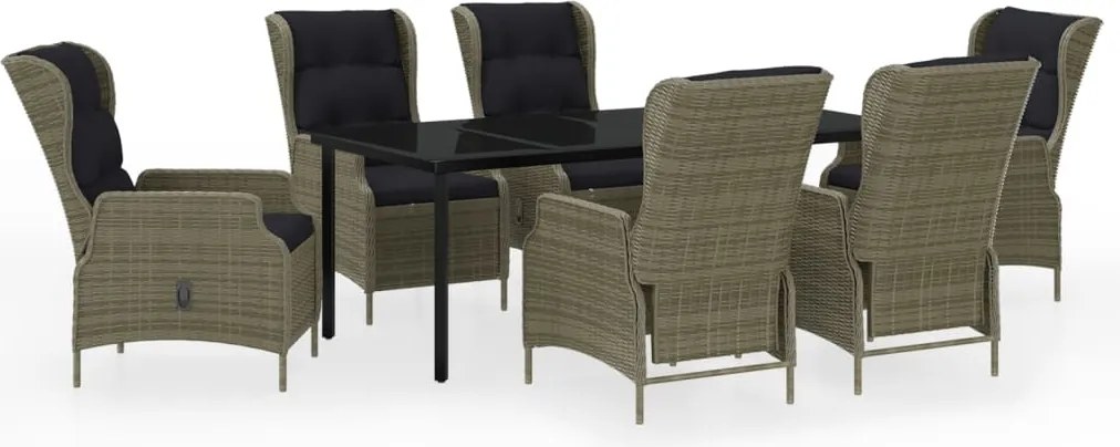 vidaXL Set mobilier pentru grădină, 7 piese, maro