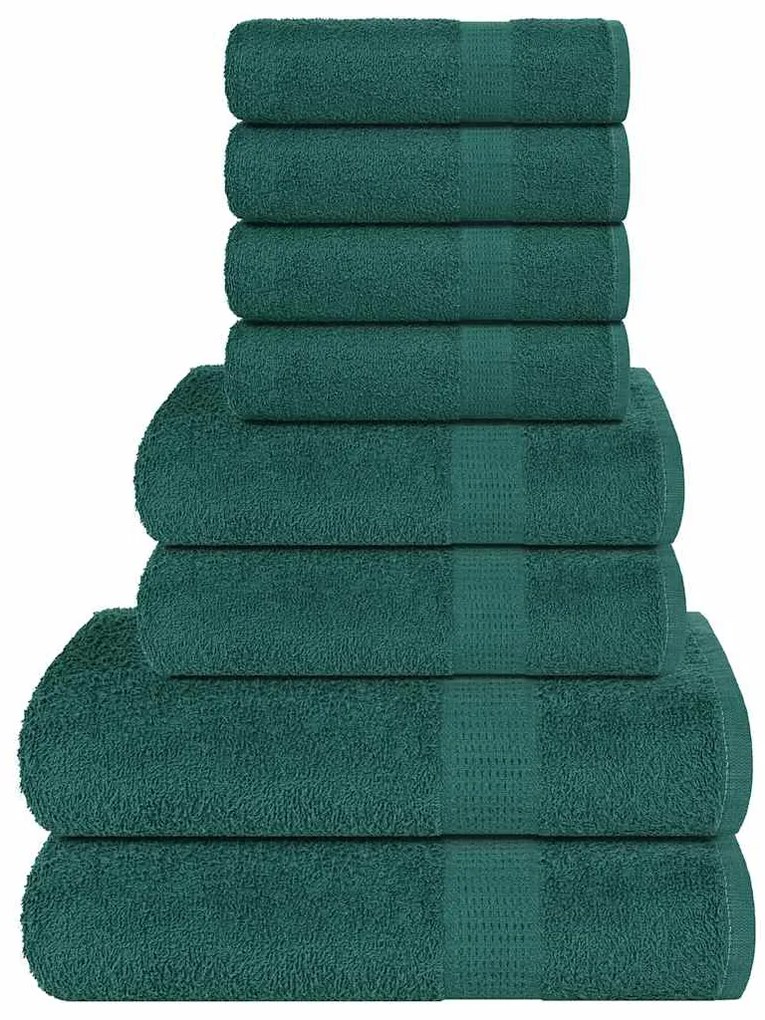 vidaXL Set prosoape 8 piese verde 360 g/m² 100% bumbac